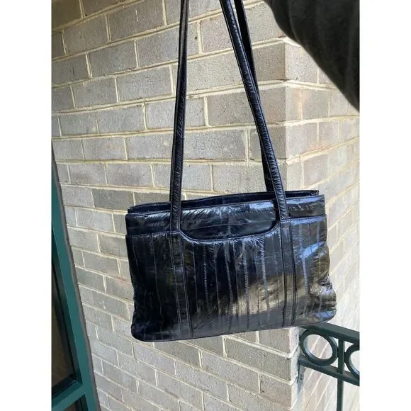 Eel Skin Vintage Black Shoulder Bag EXCELLENT CONDITION - Picture 9 of 17